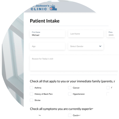 An EmailMeForm form used for patient registration.