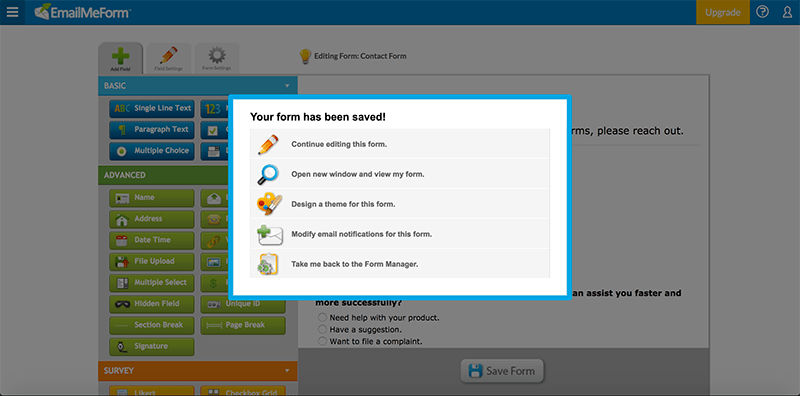 Setting up your online form