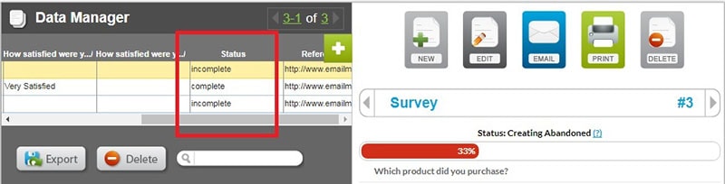 Form Completion Status Display