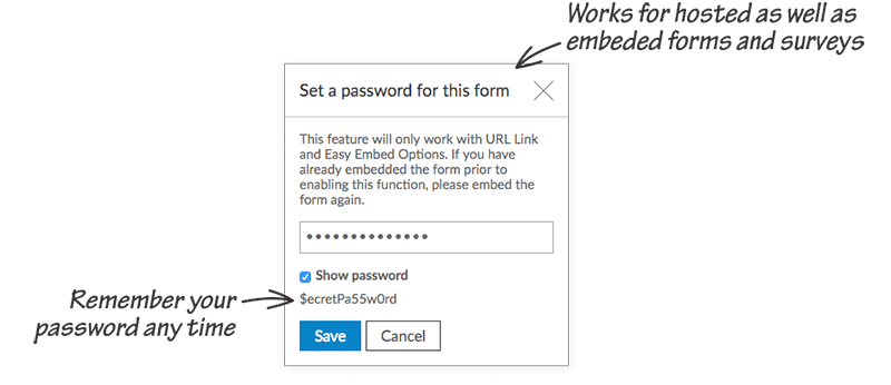 create a password form attributes