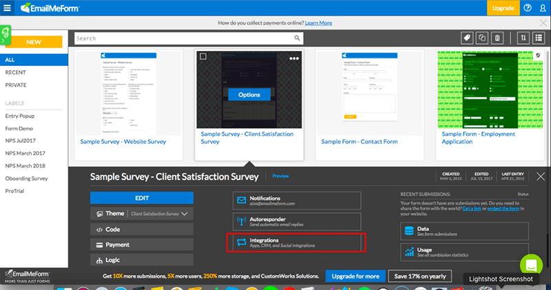 emailmeform integration google sheets