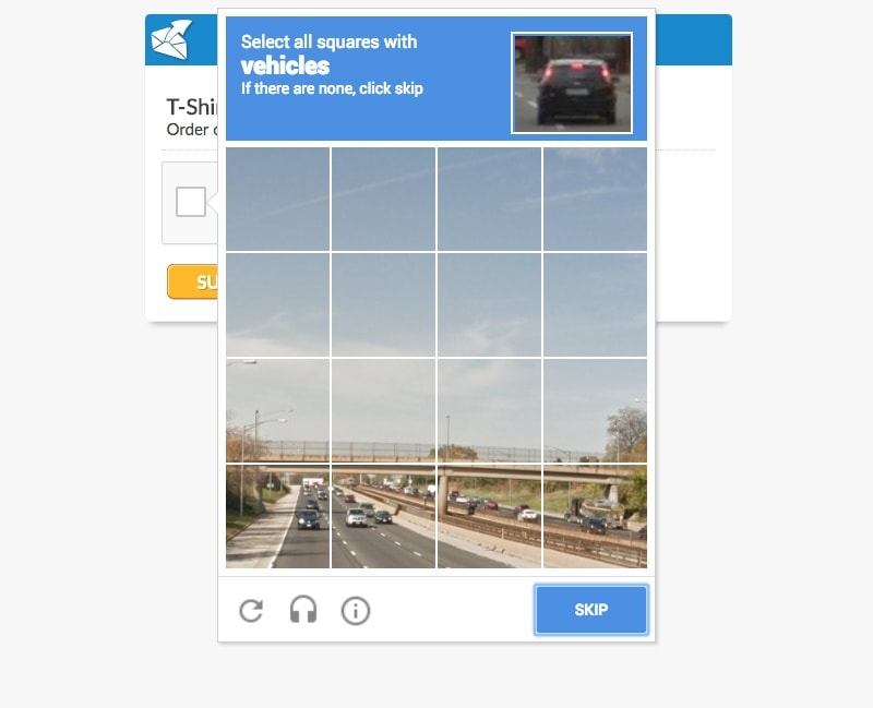 No CAPTCHA verification