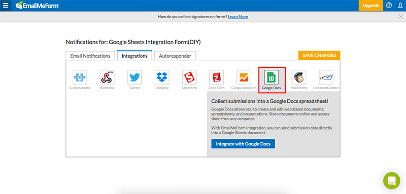 google sheets emailmeform tutorial