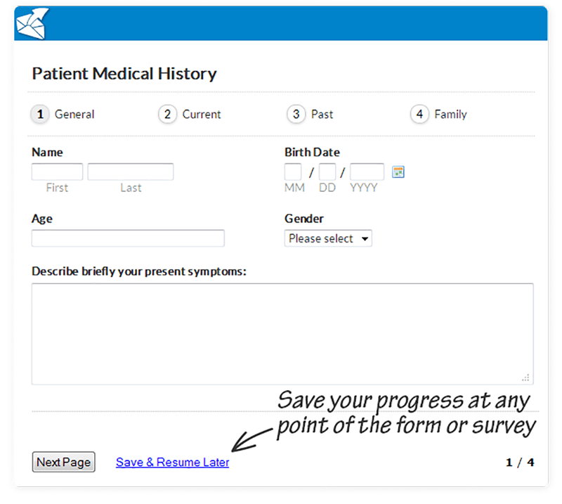 html5 form types medical form with multipage