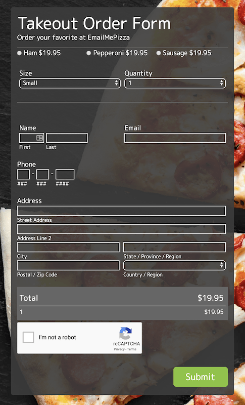 e-commerce secured payment form