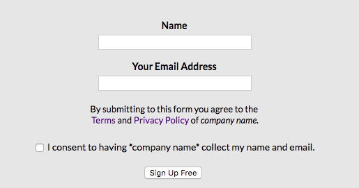 signup forms with consent