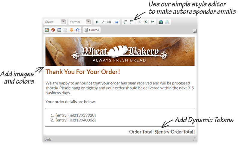 web form generator autoresponder feature